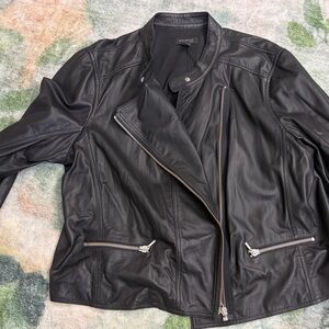 Halogen Women’s Black Leather Moto Jacket 3x